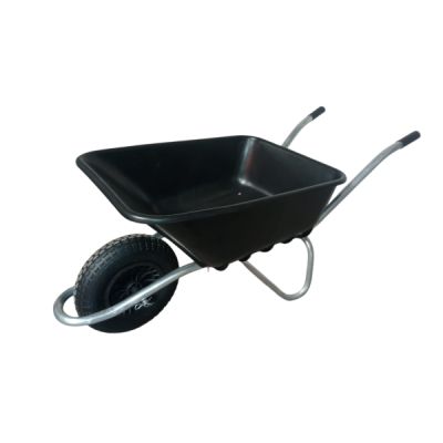 CARRETILLA PLASTICA NEGRA 90 Lts con rueda neumática
